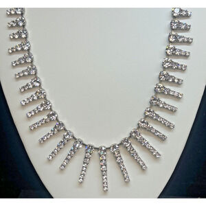 TOVA Rydell Necklace Antique Silver Statement Holiday Sparkle Runway Glam Drop
